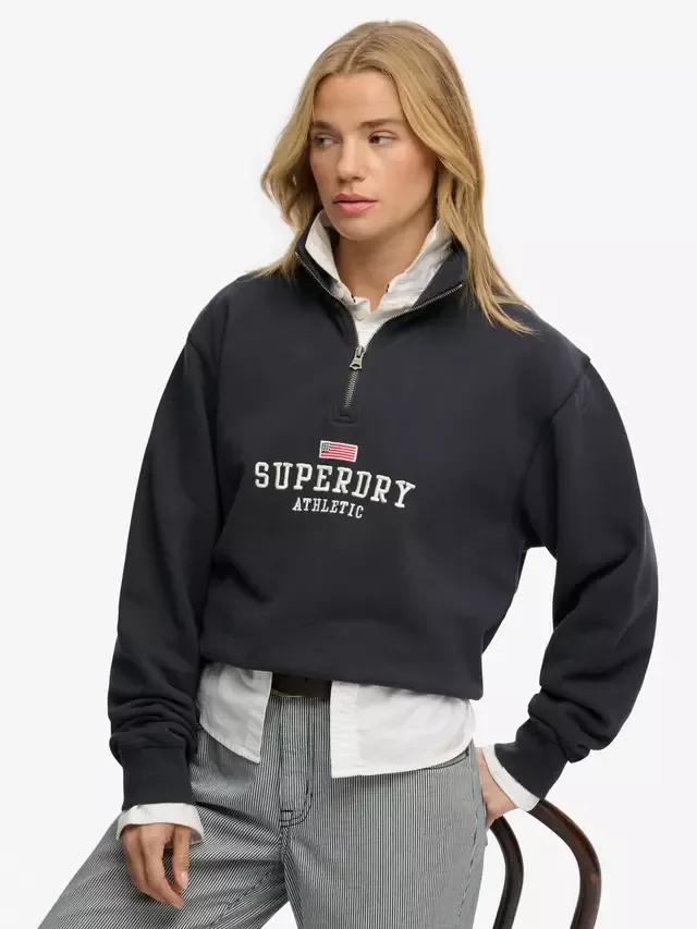 Спортивная толстовка Athletic Essentials с графическим принтом и застежкой-молнией до середины груди, цвет Eclipse Navy Superdry — фото 4