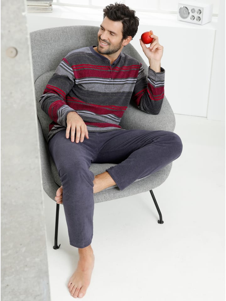 

NORMANN Пижама в серо-красную полоску