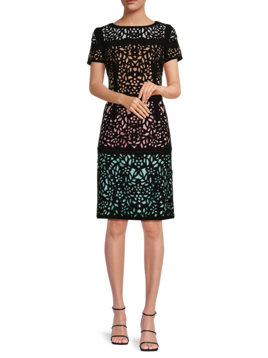 

Платье-футляр с лазерной вышивкой Ombre Focus by Shani, цвет Black Multicolor
