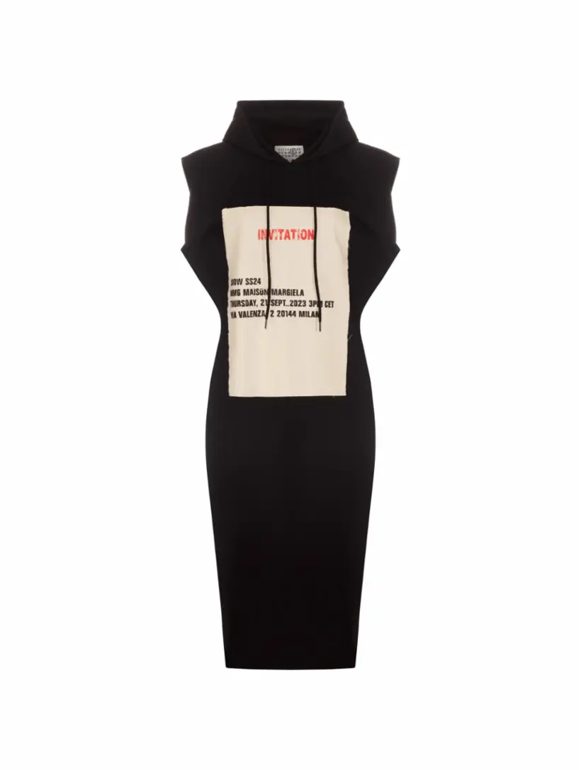 

Хлопковое платье с капюшоном MM6 MAISON MARGIELA, черный