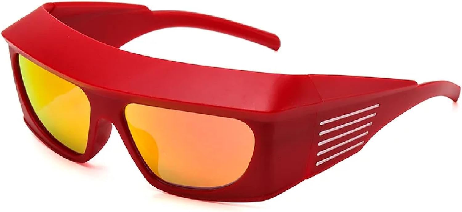 

Винтажные солнцезащитные очки в стиле стимпанк большого размера для женщин и мужчин, роскошные, в крупной оправе, трендовые, панк, с защитой от УФ-излучения UV400 TYUVIVO, Red Mirror Red