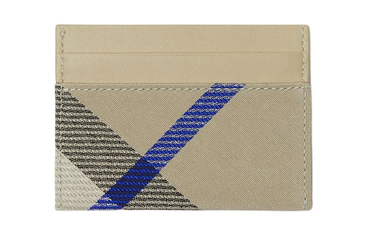 Гладкий кожаный картхолдер с хлопковым составом для женщин Мосс Грин Burberry — фото 2