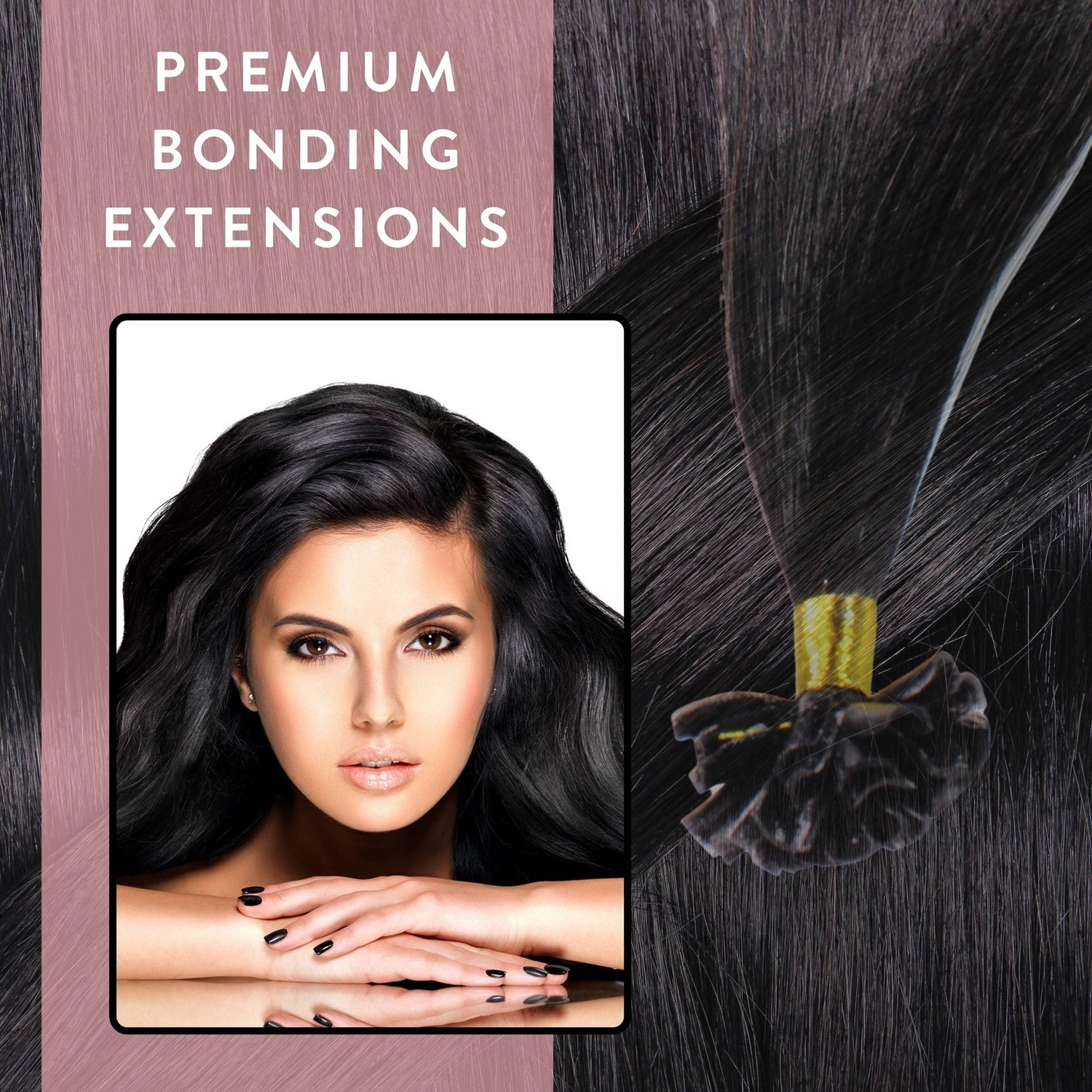 Накладные волосы bonding extensions premium echthaar #2/0 schwarz 0,8g Hair2Heart, 40cm, количество 25 шт. — фото 2