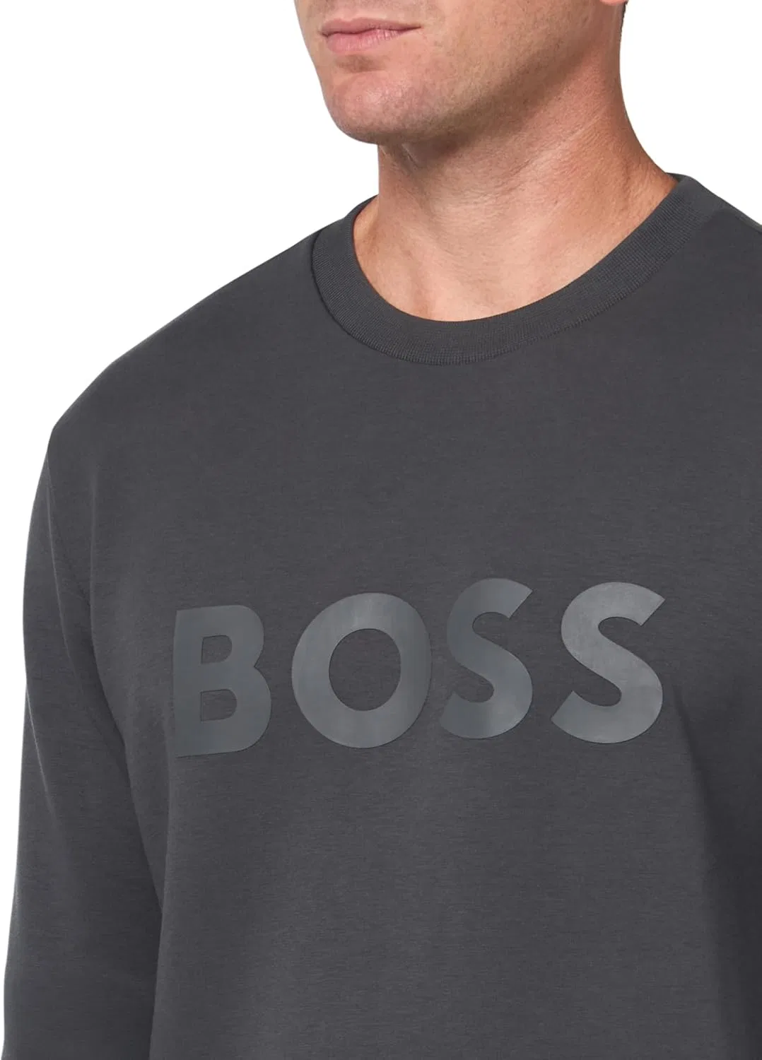 Мужская толстовка BOSS с круглым вырезом и культовым логотипом Boss, Lava Smoke — фото 3