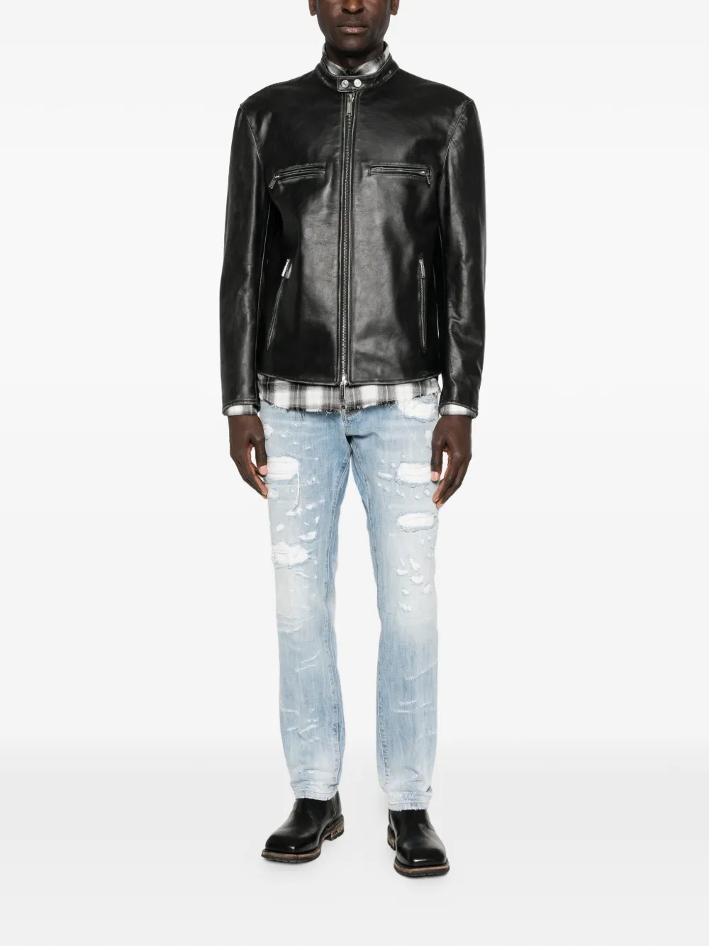 Кожаная куртка на молнии Bad Boy Dsquared2, черный — фото 2