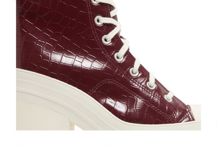 Кроссовки Chuck 70 De Luxe Heel High 'Embossed Crocodile - Cabernet', красный — фото 2