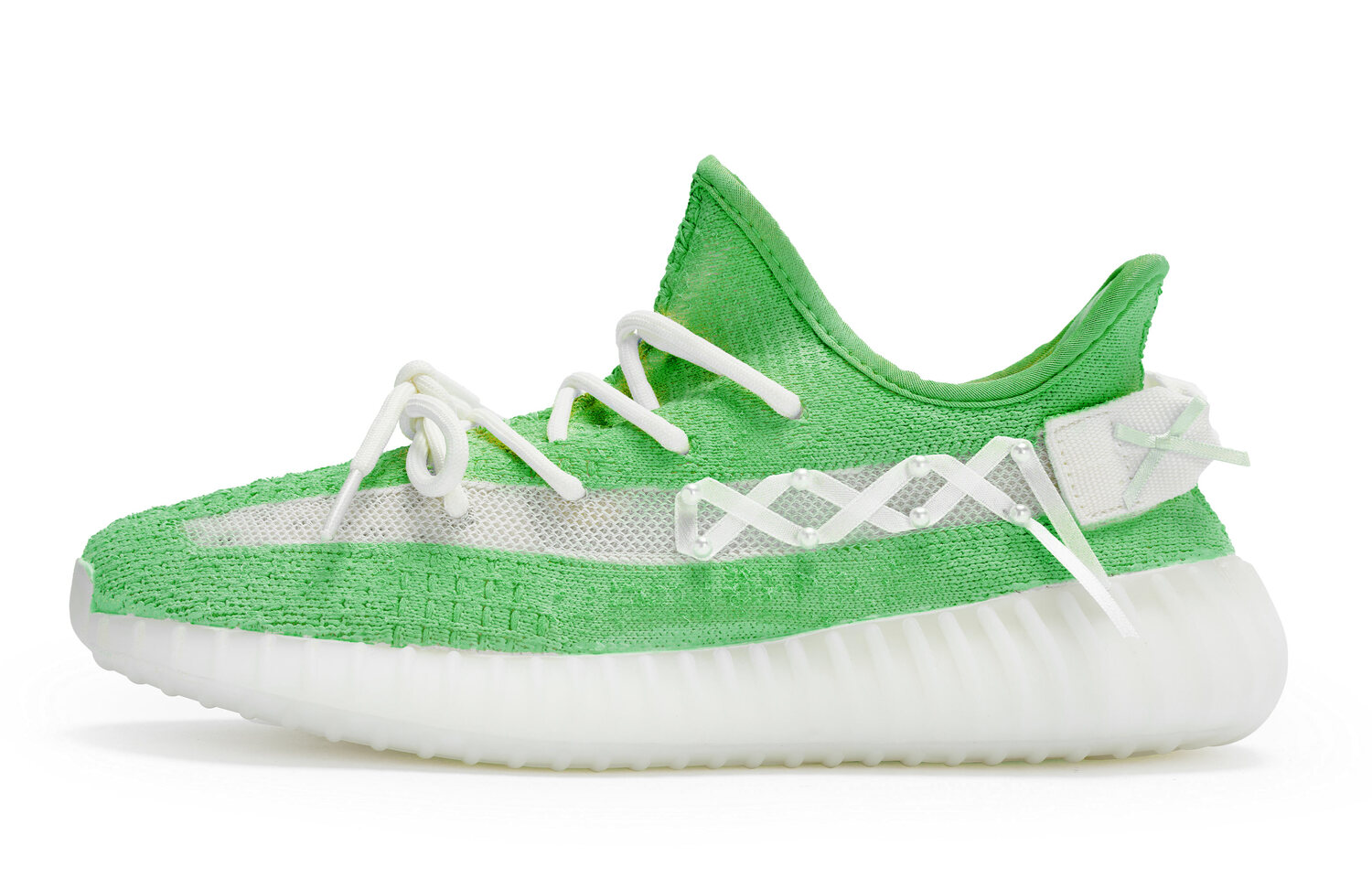 Adidas Originals Иези Буст 350 В2 противоскользящие низкие повседневные кроссовки унисекс бело-зеленые зелено-белые, цвет Green White — фото 4