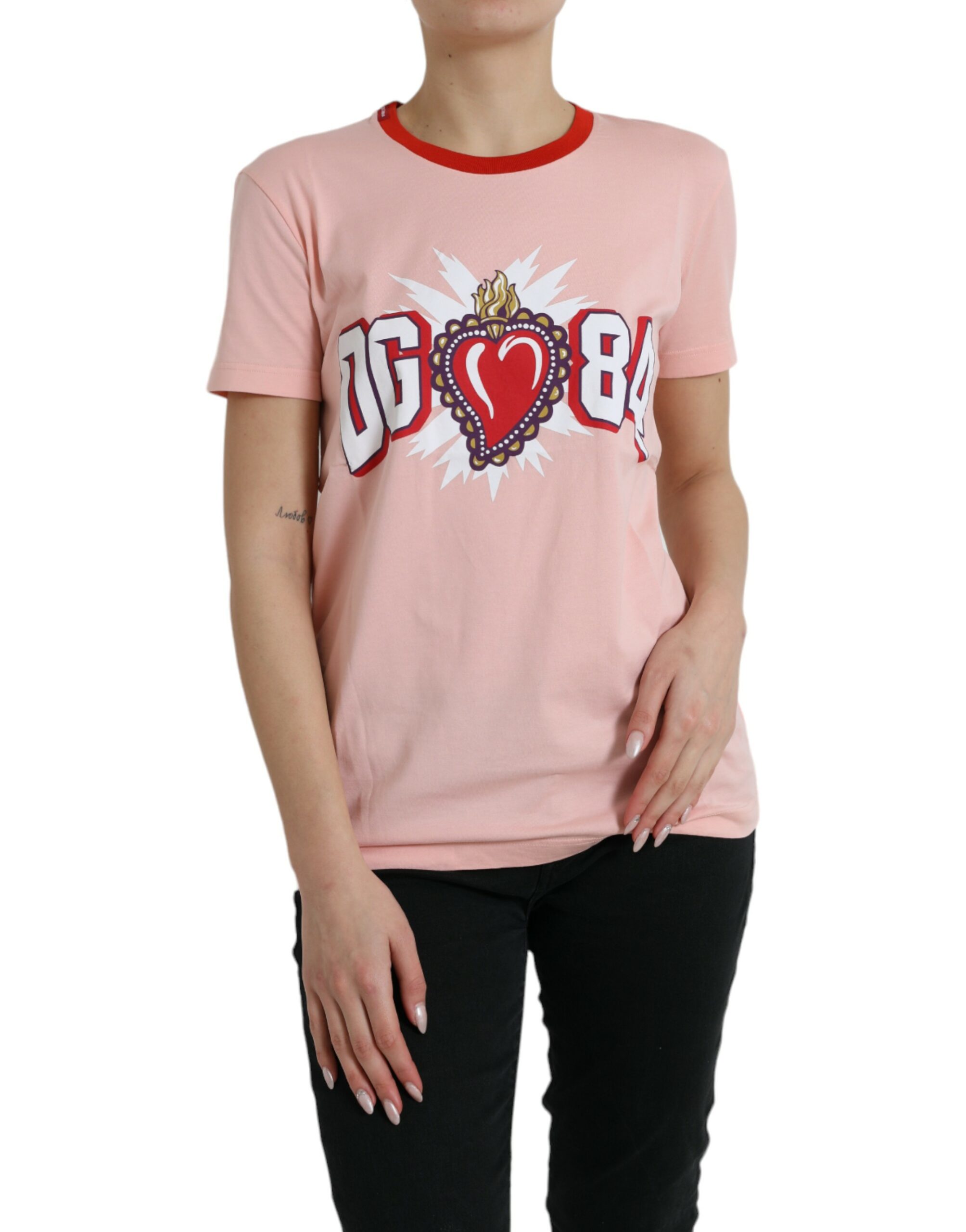 

Футболка Sacred Heart из хлопка с круглым вырезом Dolce & Gabbana, розовый