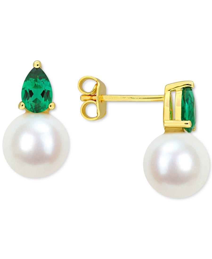 

Серьги-гвоздики с культивированным пресноводным жемчугом (8,5 мм) и камнем-талисманом по знаку зодиака, стерлингового серебра с покрытием из 18-каратного розового золота или стерлингового серебра Macy's, May/Emerald