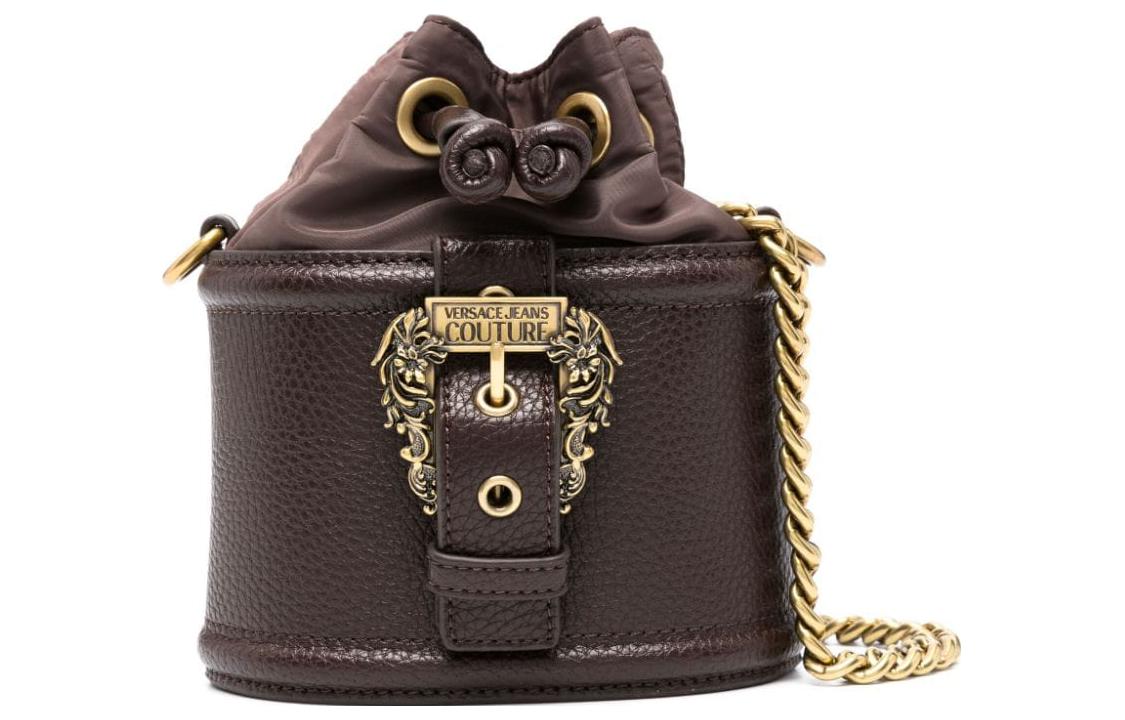 

Полиэстеровая сумка-ведро кроссбоди, женская наплечная сумка cedar brown VERSACE JEANS COUTURE, Set (Bag+Dust Bag)