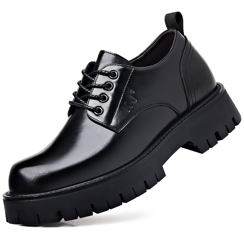 

Мужские туфли черные KJ-3996 со скрытой платформой 6 см, цвет KJ-3996 Black Hidden Wedge 6CM
