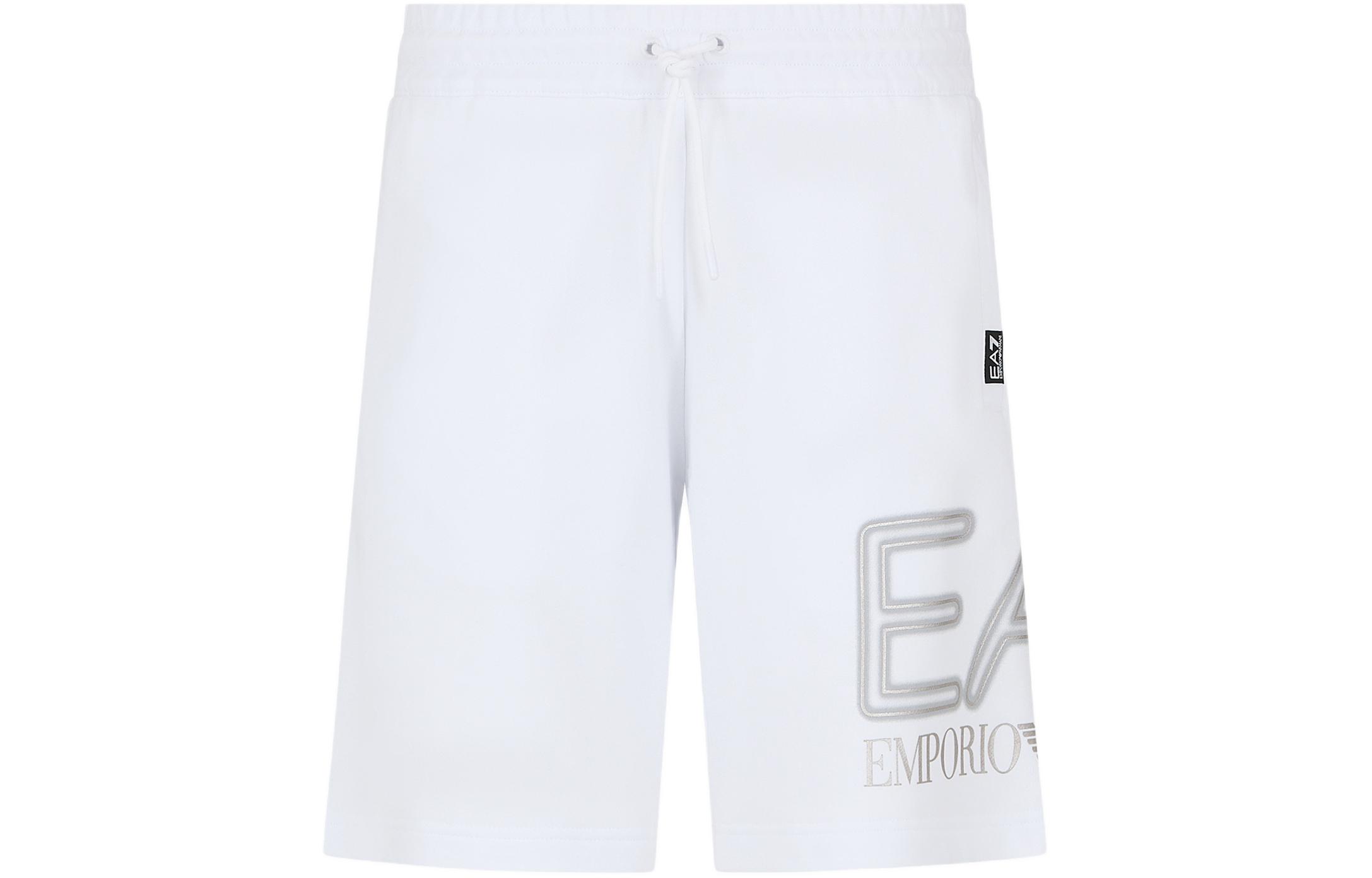 Шорты для бега из хлопка с выпуклым логотипом EMPORIO ARMANI, синий — фото 4