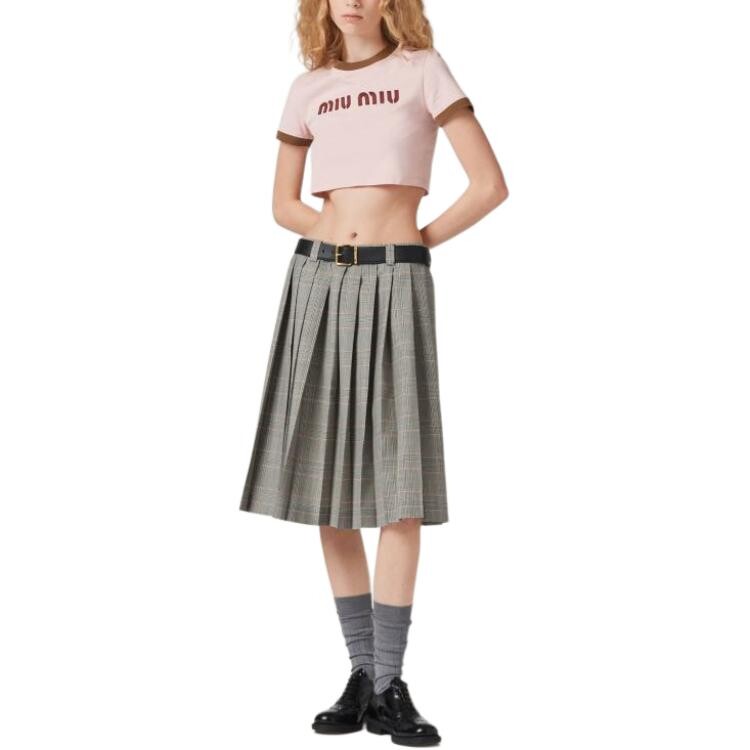 Повседневная длинная юбка женская цвета корицы Miu Miu — фото 2