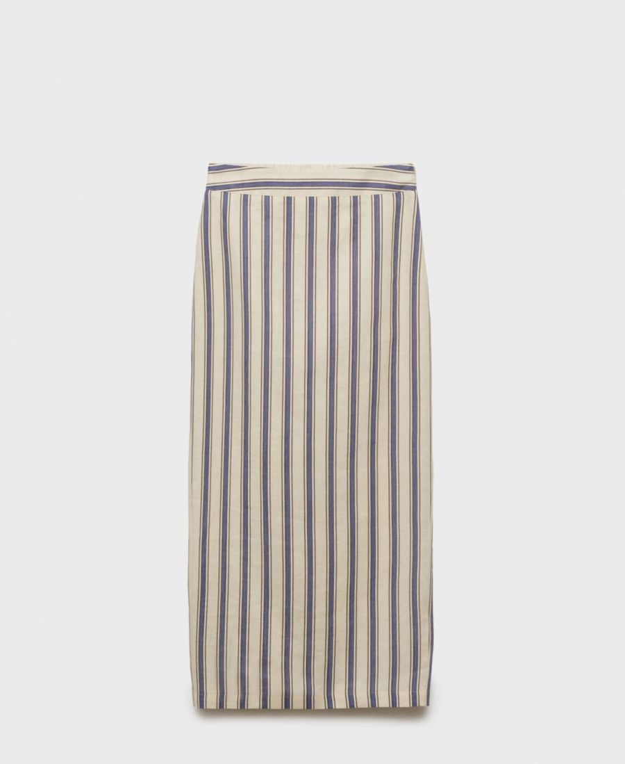 

Женская полосатая льняная юбка MANGO, Ecru