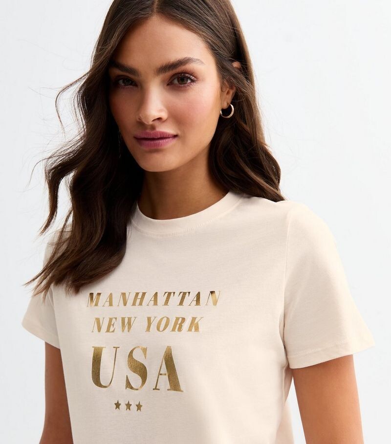

Off White Футболка Manhattan New York USA New Look, белый