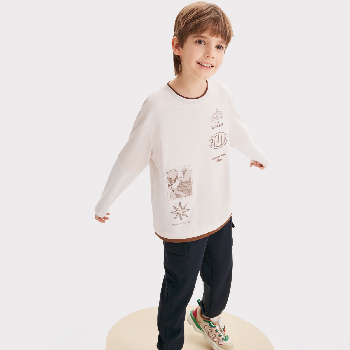 FILA KIDS Футболка heather gray light khaki для подростков — фото 4