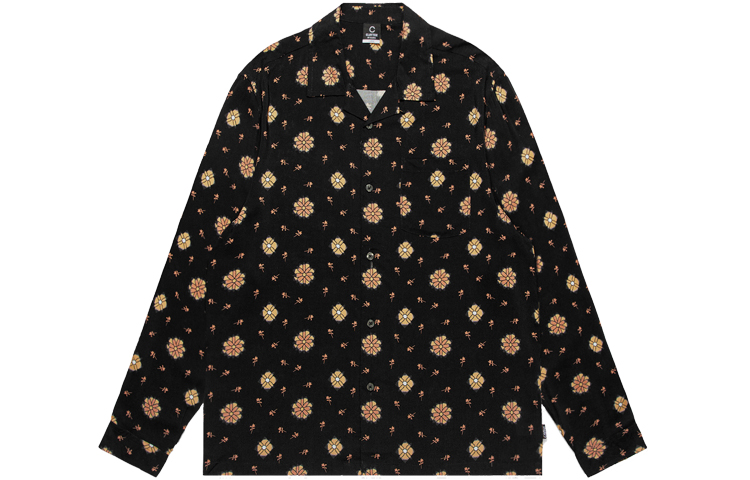 

Рубашки унисекс с кубинским воротником, средней плотности ткани, другие Clot, черный