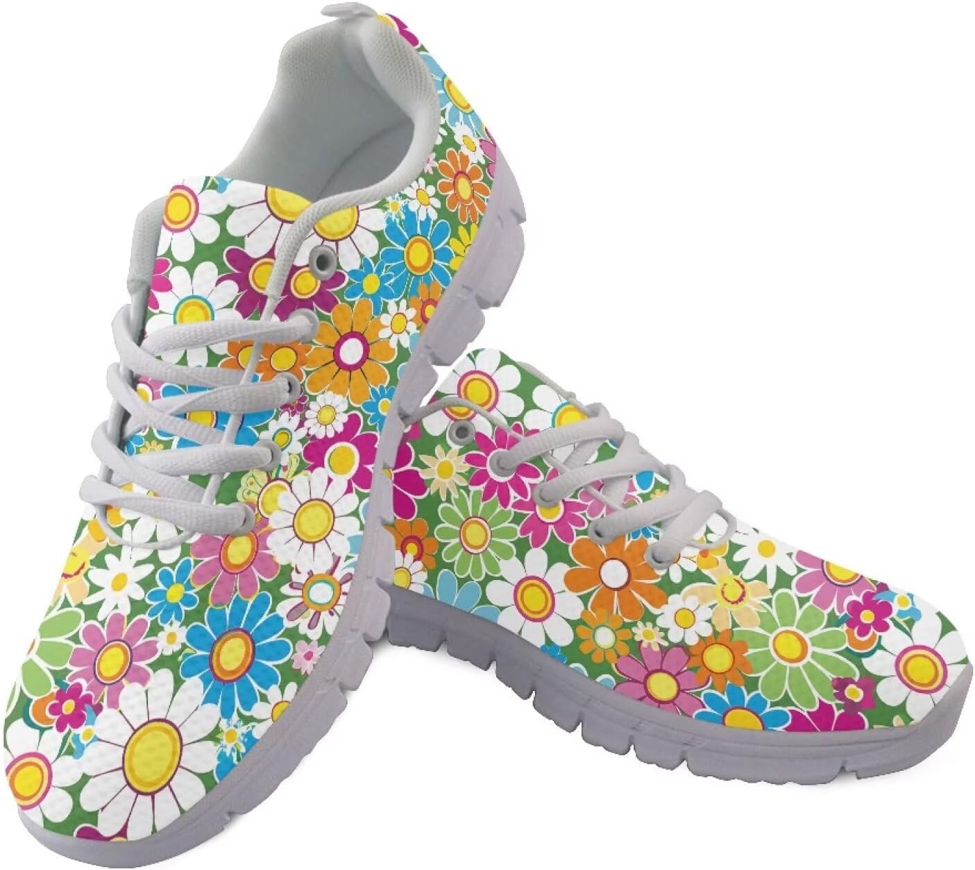 

Кроссовки POLERO с леопардовым принтом для мужчин и женщин, с шнуровкой, легкие, для ходьбы, повседневные, размеры США 5-12, Hippie Flowers