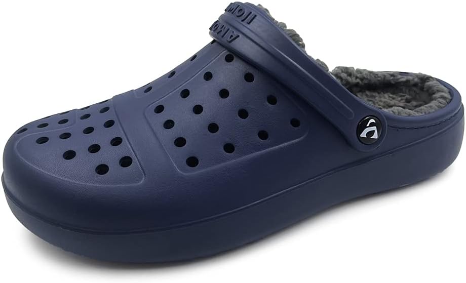 

Зимние унисекс сабо Amoji из флиса с меховой подкладкой, садовые туфли и домашние тапочки D8818, темно-синий