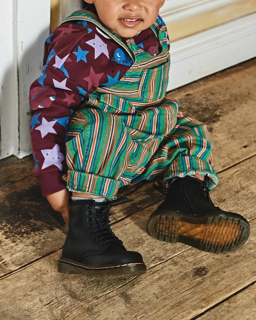 Кожаные ботинки Dr. Martens Toddler 1460 Softy T на шнуровке, Black — фото 2