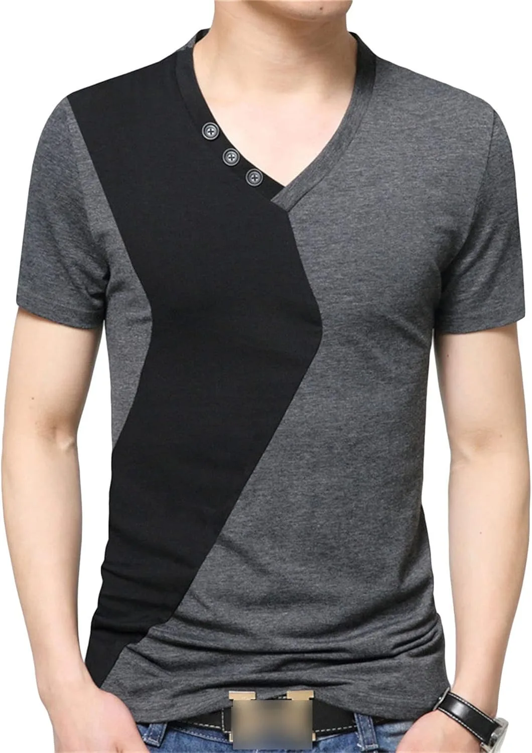 

JEsilunmaMY мужская футболка с V-образным вырезом и контрастными цветами