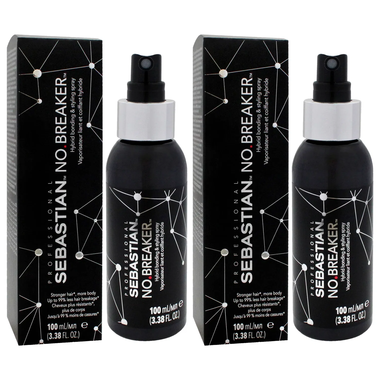 Спрей для восстановления волос No Breaker Leave-In Bonding Spray от Sebastian для мужчин и женщин - 3,3 унции (98 мл) - упаковка из 2 штук, Clear — фото 3