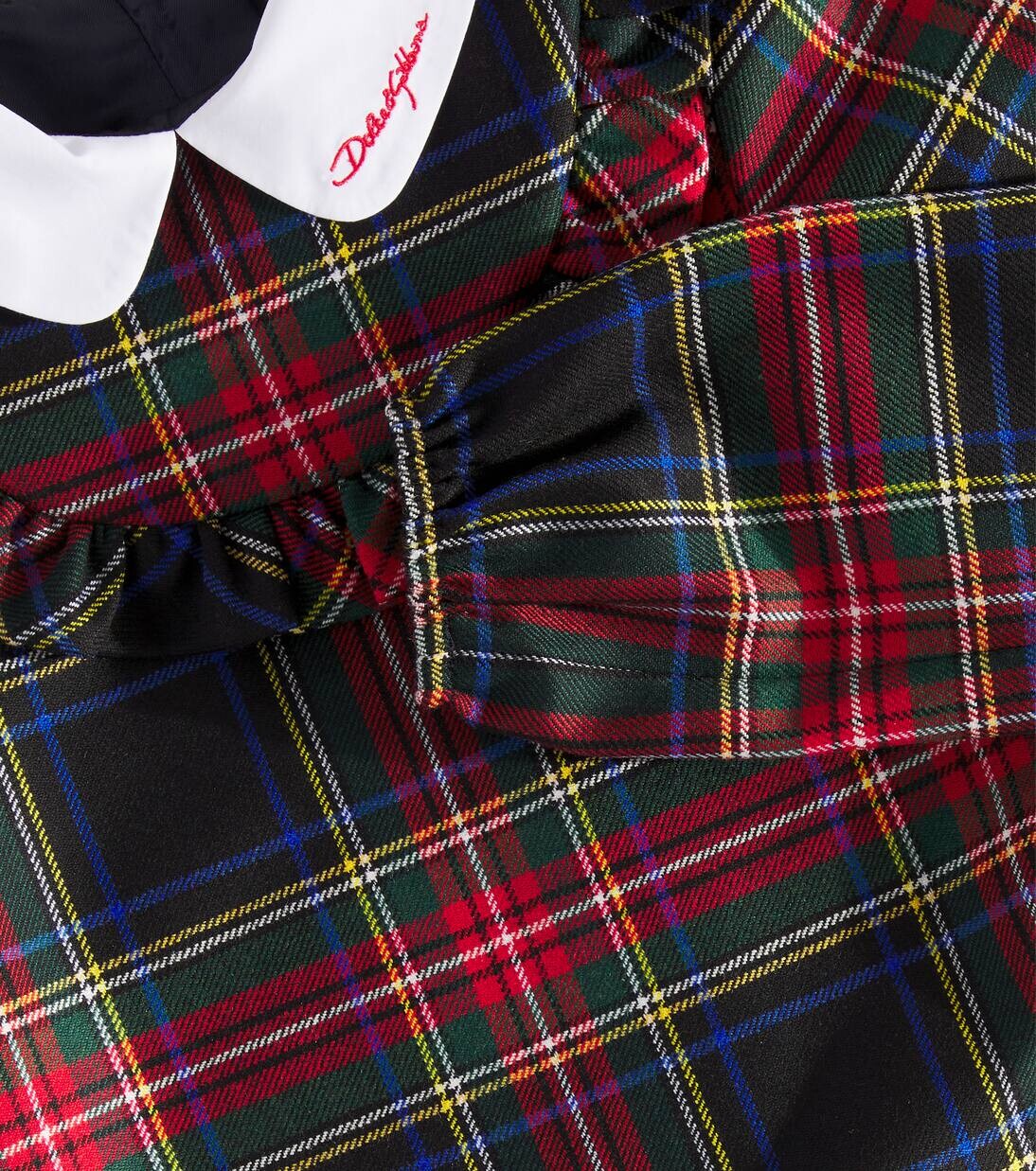 Платье из смеси шерсти и хлопка в клетку тартан Dolce&Gabbana Kids, цвет quadri-check-tartan — фото 2