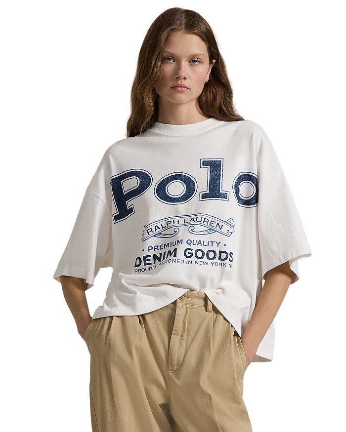 

Футболка из хлопкового джерси с логотипом Lauren Ralph Lauren, белый