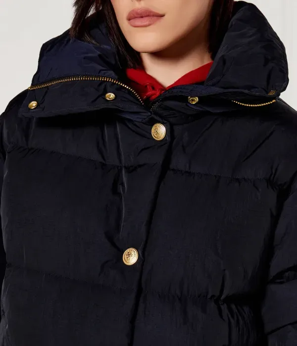 Пуховая куртка с золотыми пуговицами oversize fit Tommy Hilfiger, темно-синий — фото 4