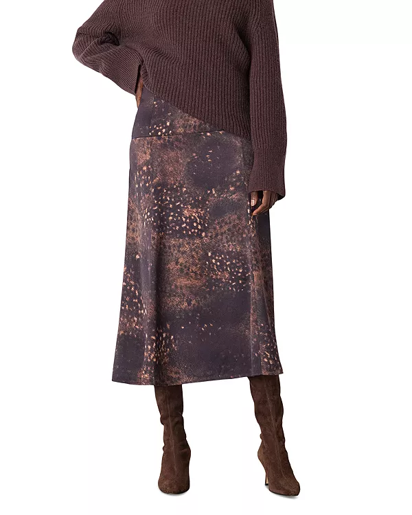 

Атласная юбка миди с пятнистым рисунком Whistles, коричневый