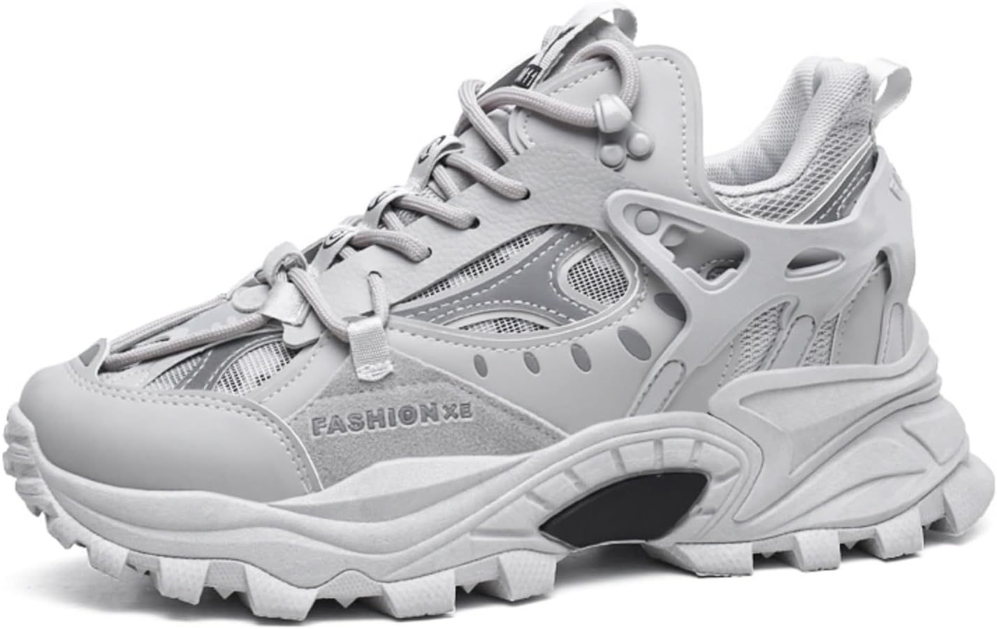 

Мужские модные высокие кроссовки на платформе из кожи - средняя подошва с двойной плотностью, противоскользящая резиновая подошва, усиленный носок - идеально подходят для вождения, прогулок, бега и теннисных тренировок Kpdwfms, серый