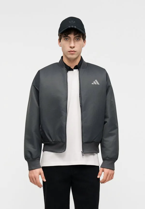 Бомбер стадионного типа Adidas Originals, Grey Six/Solid Grey/Glow Blue