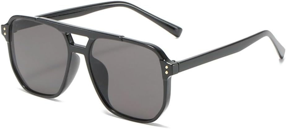 

Ретро-солнцезащитные очки с двойной перемычкой, квадратной формы, для женщин, модные сине-оранжевые градиентные оттенки, защита от ультрафиолета UV400, для мужчин MTZJH, Black Gray