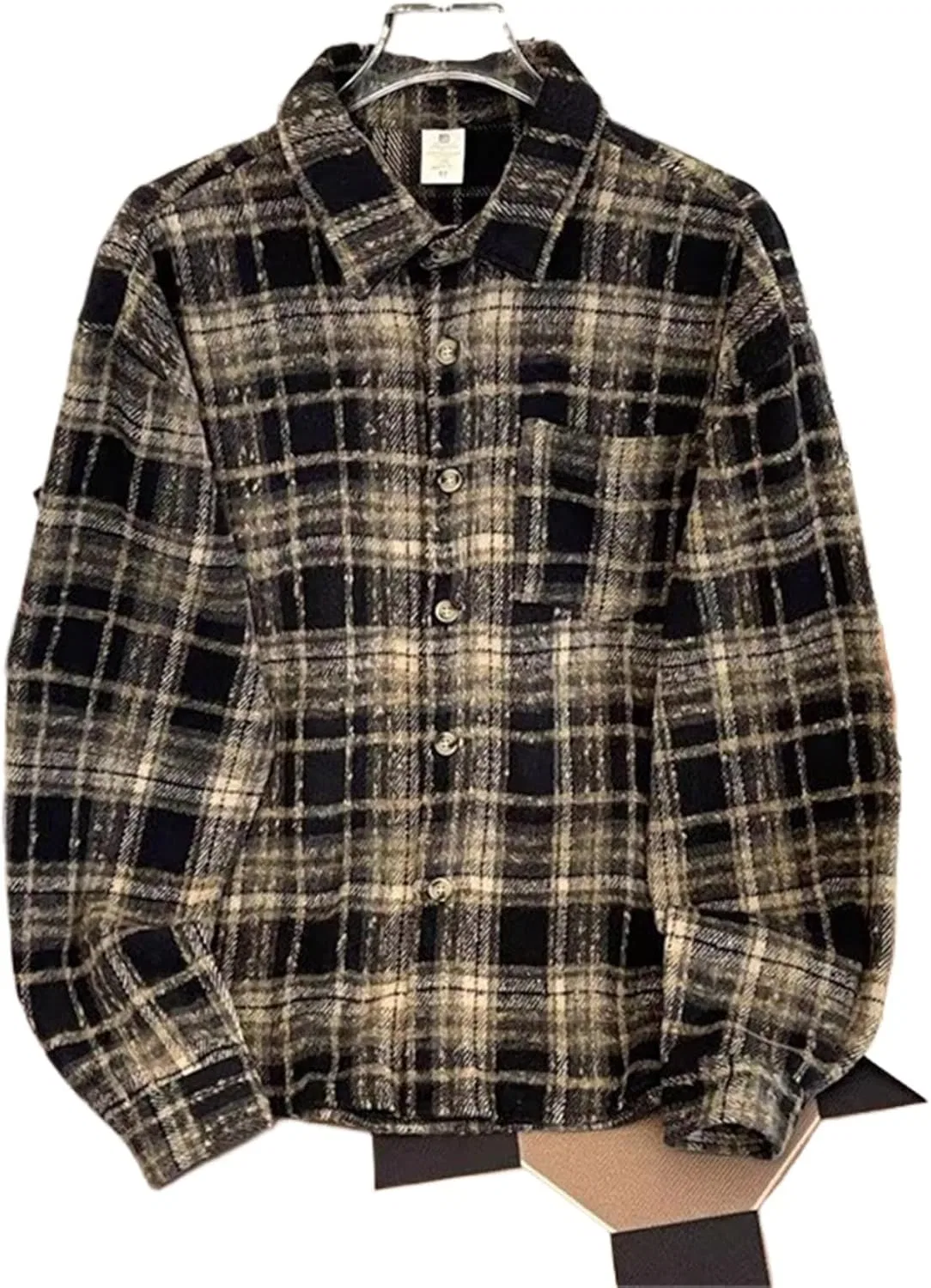 Блуза, клетчатая, Plaid Shirt, черный
