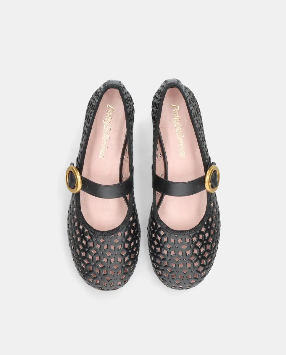 Женские балетки из обрезанной кожи с ремешком Pretty Ballerinas, черный — фото 2