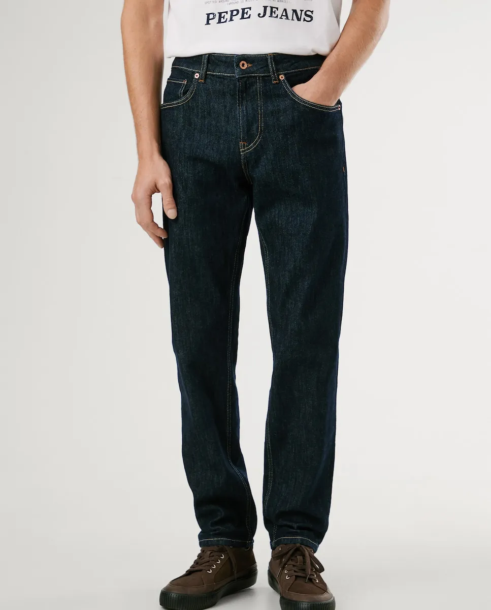 

Мужские джинсы Cash прямого кроя с молнией Pepe Jeans, темно-синий