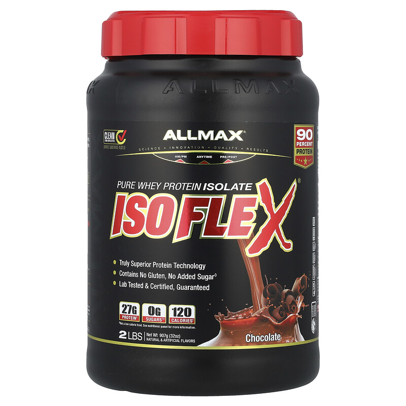

ALLMAX, ISOFLEX, чистый изолят сывороточного протеина, шоколад, 2 фунта (907 г)