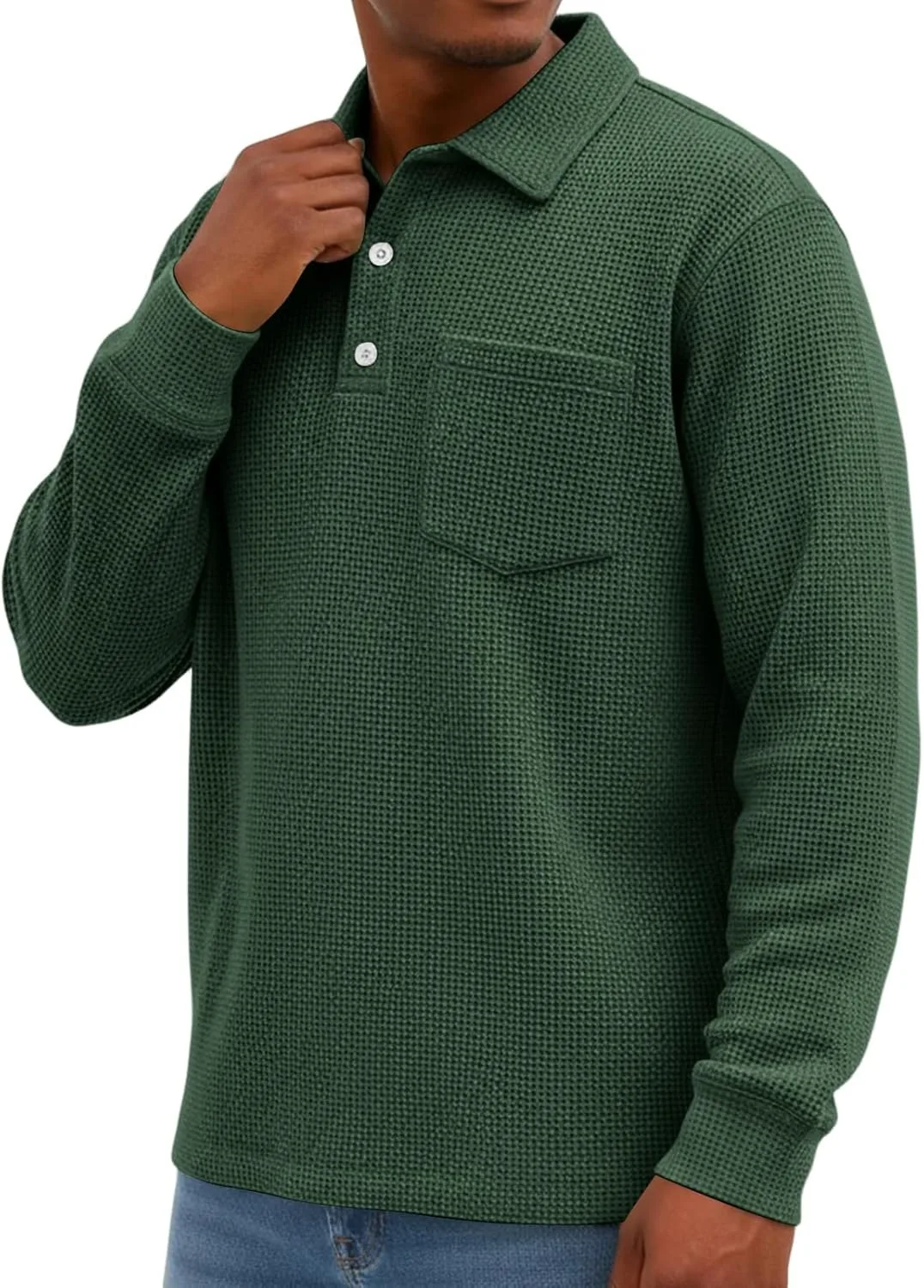 Мужская поло с длинным рукавом, Casual, воротник, карман, S-5XL — фото 2