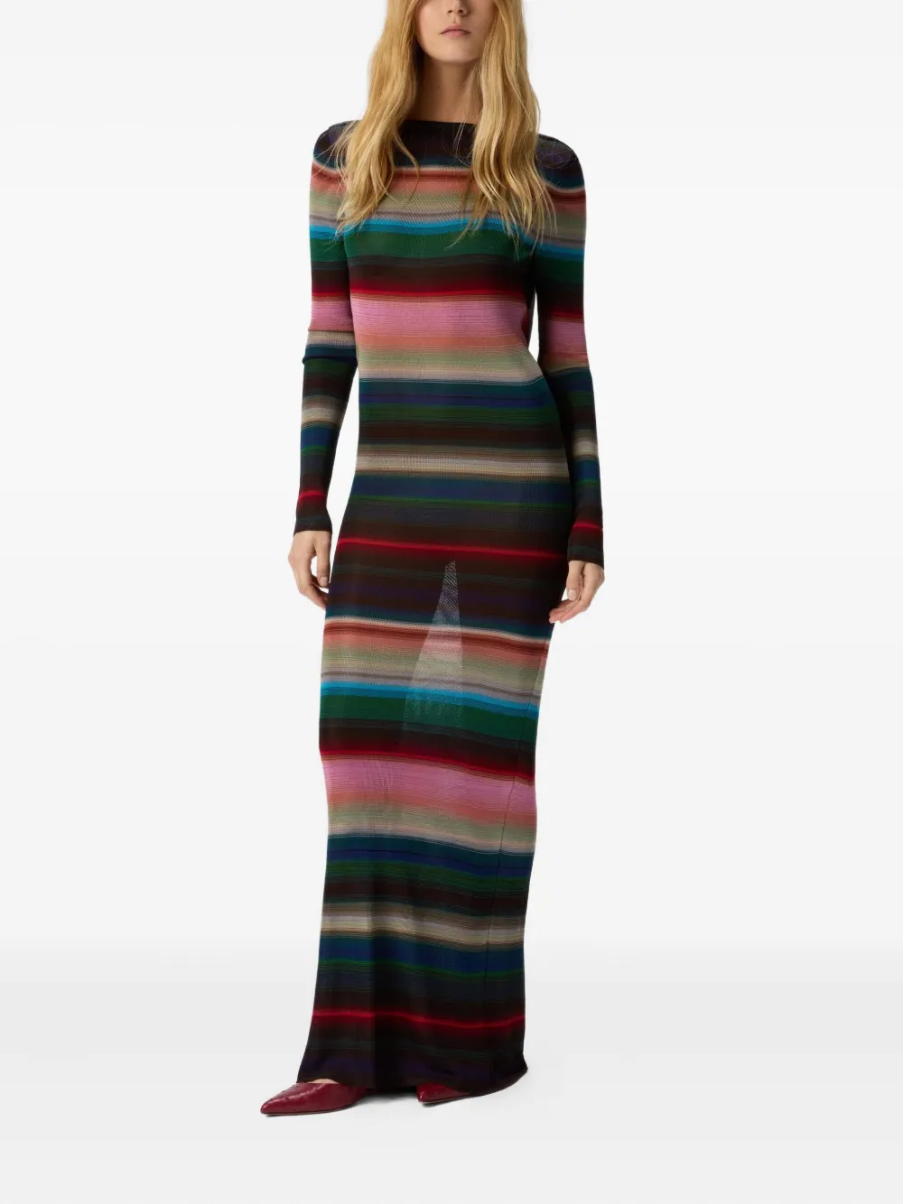 

Полосатое платье макси с открытой спиной Missoni, черный