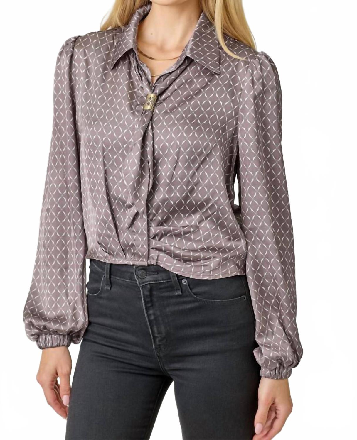 

Блузка с длинными рукавами и шарфом с геометрическим принтом Mystree, Geo Print