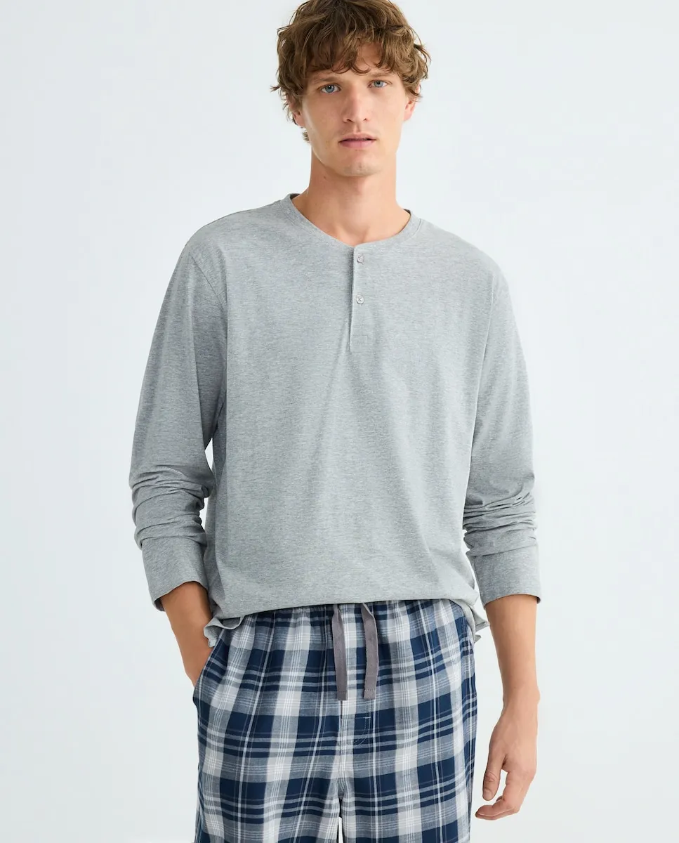 

Мужская пижамная футболка с длинным рукавом Dustin, светло-серый