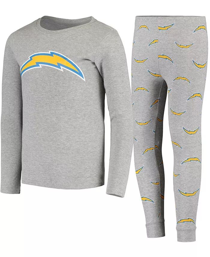 

Футболка с длинным рукавом и штаны Big Boys Gray Los Angeles Chargers, комплект для сна Outerstuff