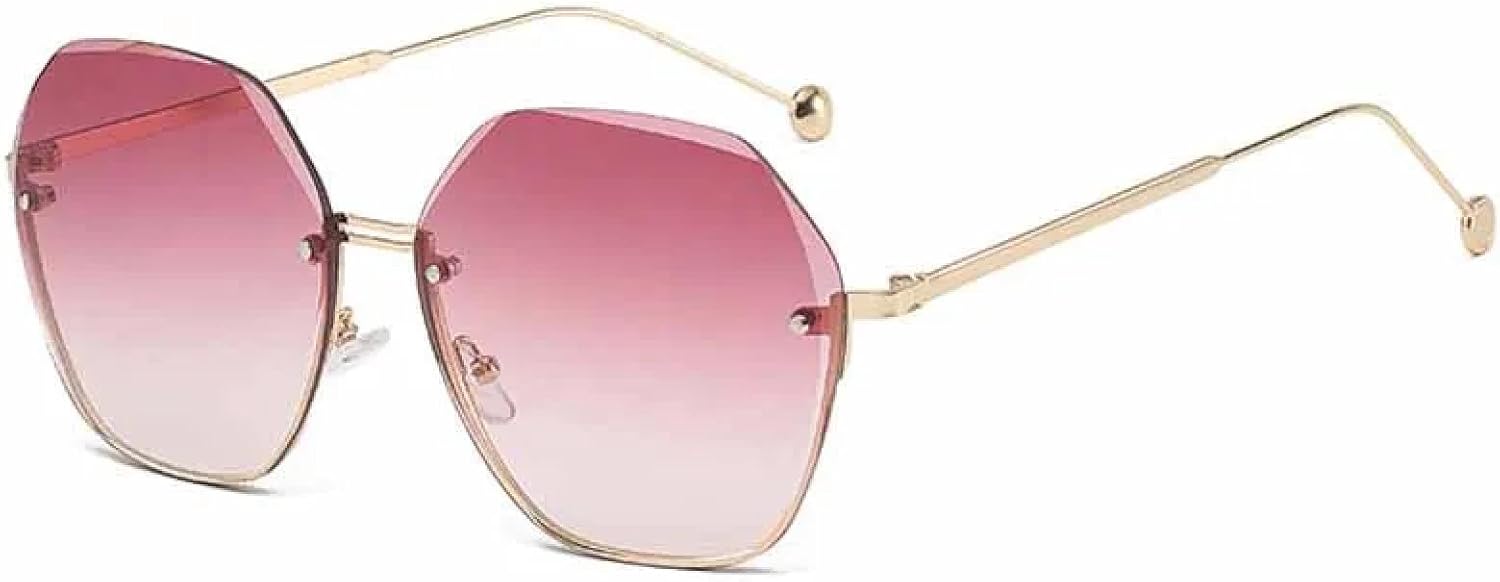 

Солнцезащитные очки без оправы, многоугольные, в стиле ретро, ​​классические, роскошные, для вождения и путешествий, с защитой от УФ-излучения UV400 TKKTLLT, Gold Gradient Gold