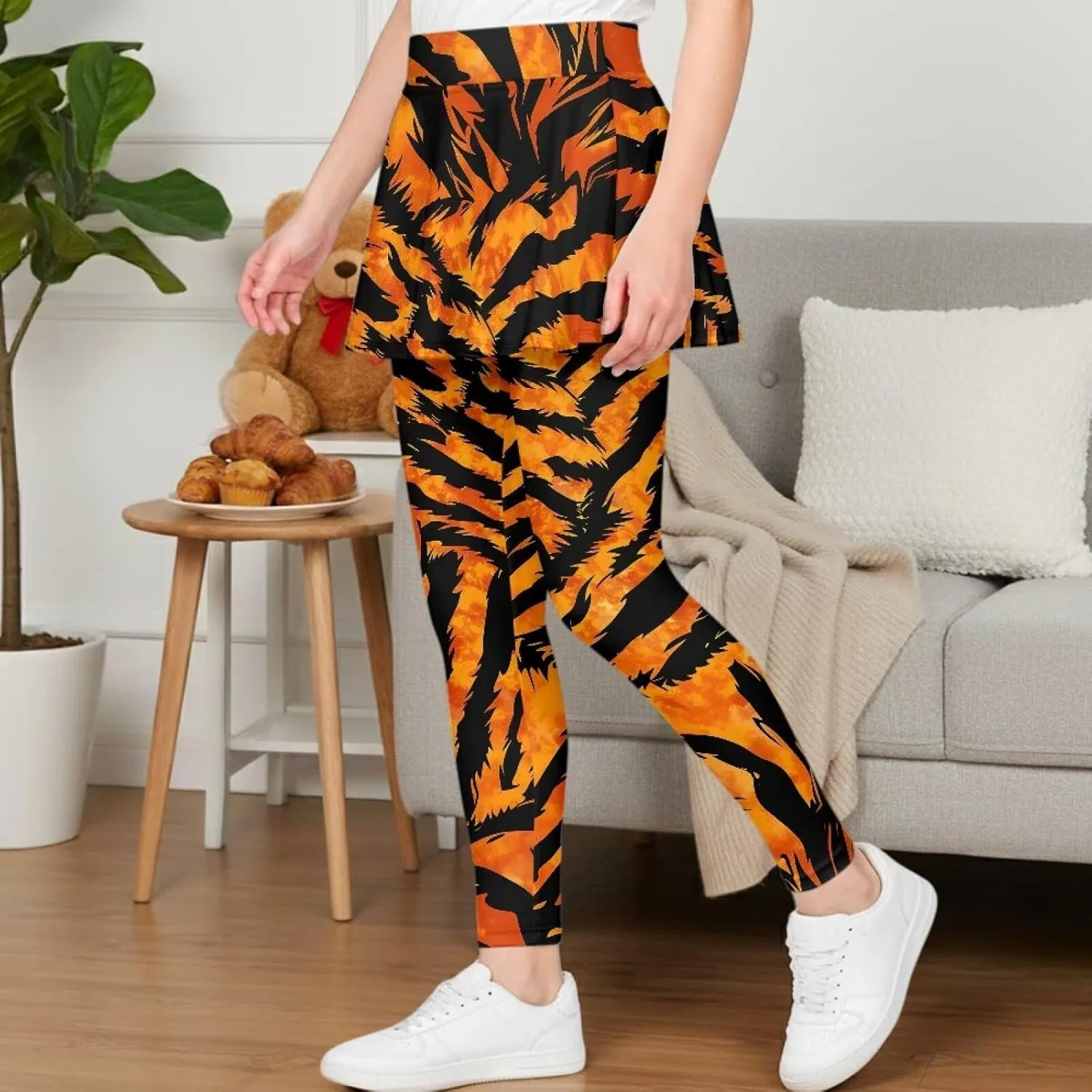 Леггинсы с юбкой 2 в 1 высокие Yatixapu Tiger Print — фото 3