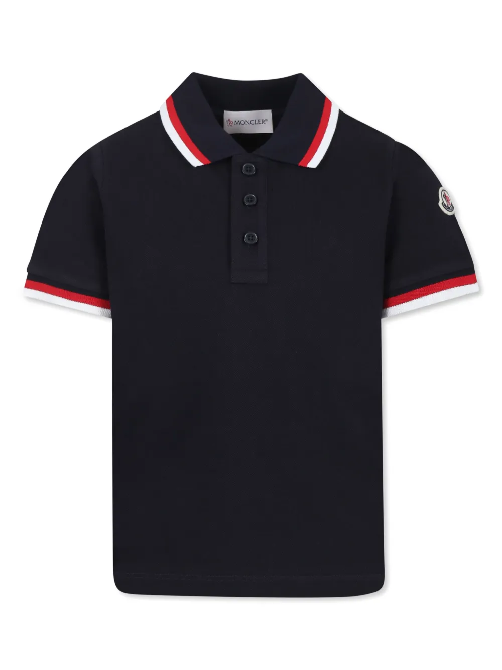 

Рубашка поло с отделкой в полоску Moncler Enfant, синий