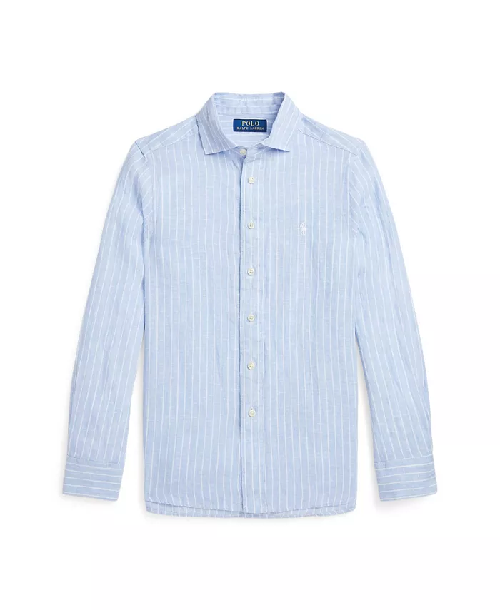

Рубашка из льна в полоску для мальчиков Big Boys Polo Ralph Lauren, синий