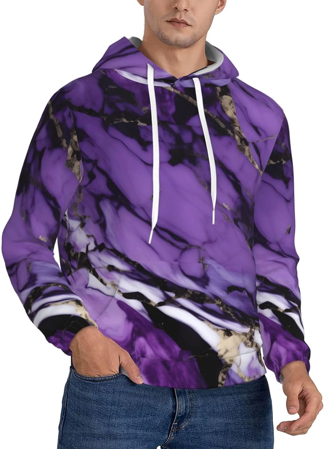 

Толстовка с капюшоном BaerK мужская, флисовая, с принтом marble purple