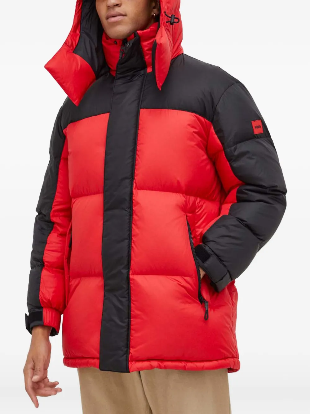 

Куртка с капюшоном и контрастными вставками Hugo, красный