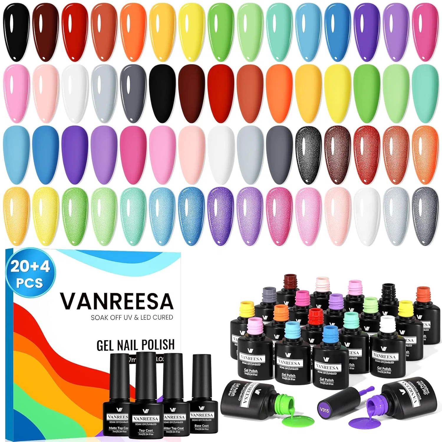 Набор УФ-лаков для ногтей VANREESA, 20+4 предмета Vanreesa, 47-Rainbow Journey