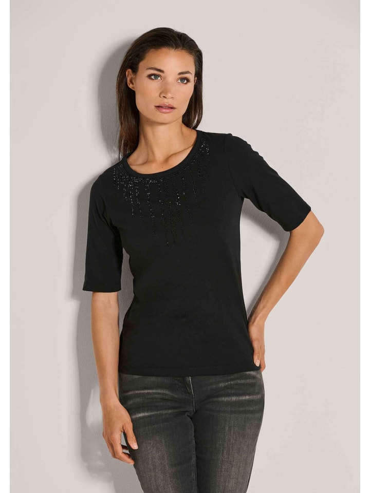 

MADELEINE Элегантный топ черного цвета с отделкой из страз